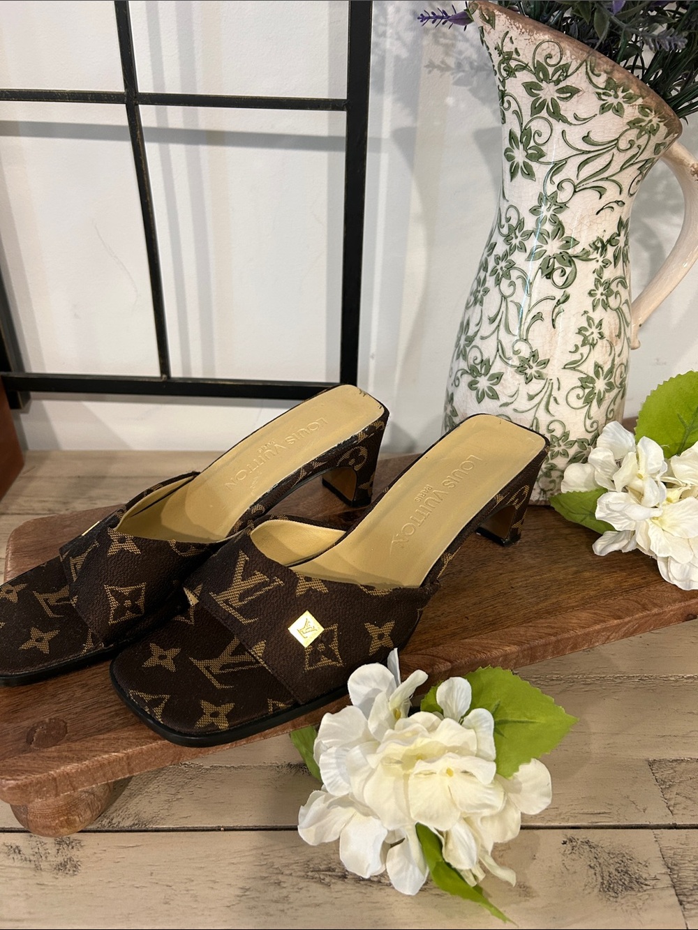 Louis Vuitton Brown Monogram Slip-On Mules